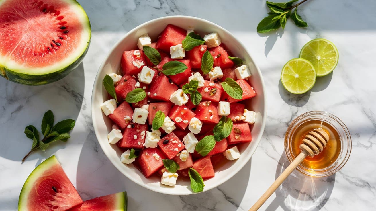7 watermelon feta mint salad a bright to 5oLslGh1RVekislD5vjILw XU41tImrQOuFRAVnZjsiCg