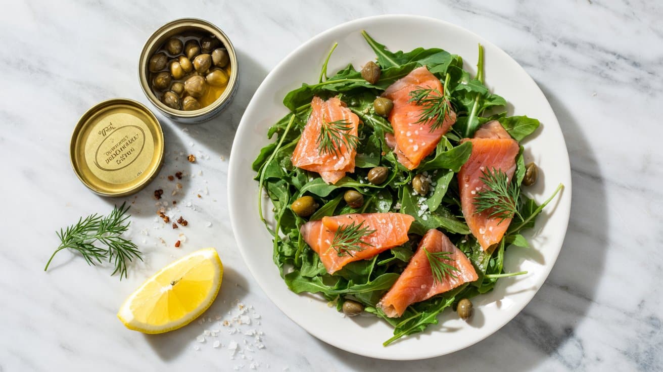 8 arugula salad with smoked salmon caper fX8xV5AQRGRluXbWNbvTg 476ZN7t4R3e5OgsdyPNJpw