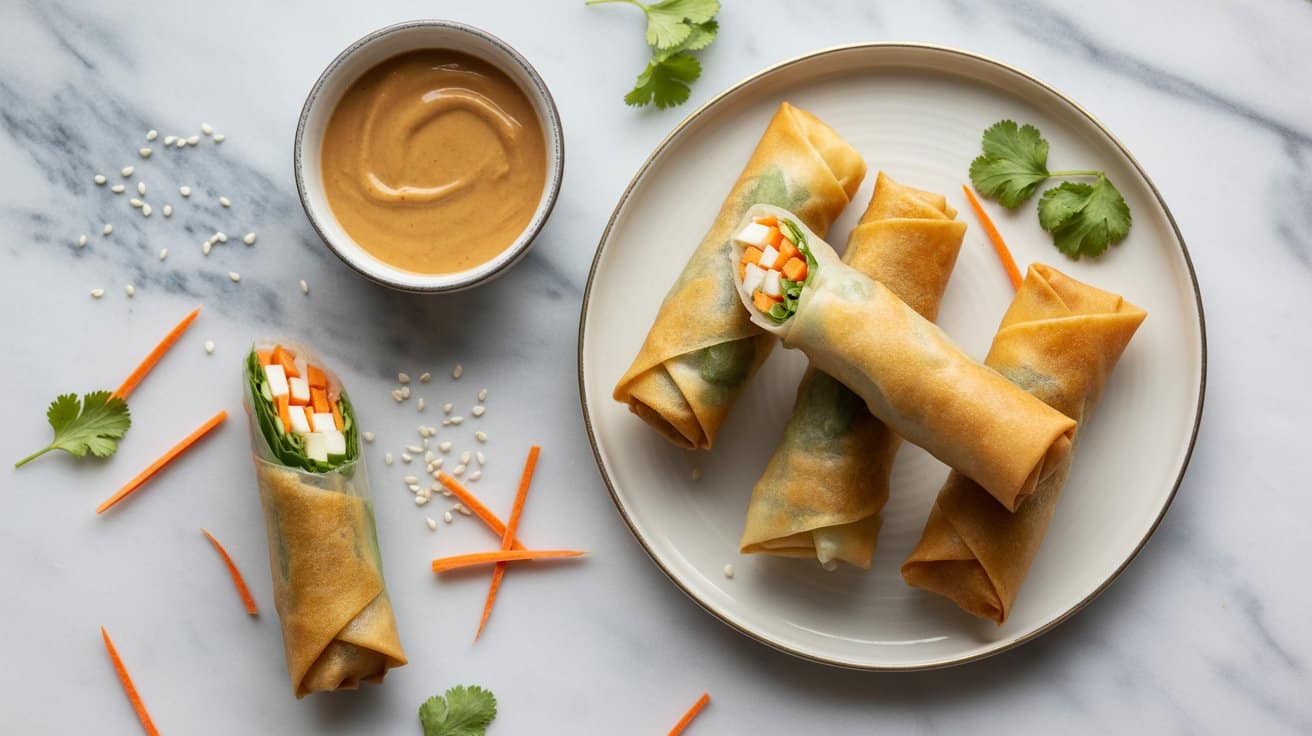 8 crispy vegetable spring rolls with pea MOx3Wp0gTE6f2XlVpZvu2w Ij8mKphuTzyzpC5aXZ6FsQ