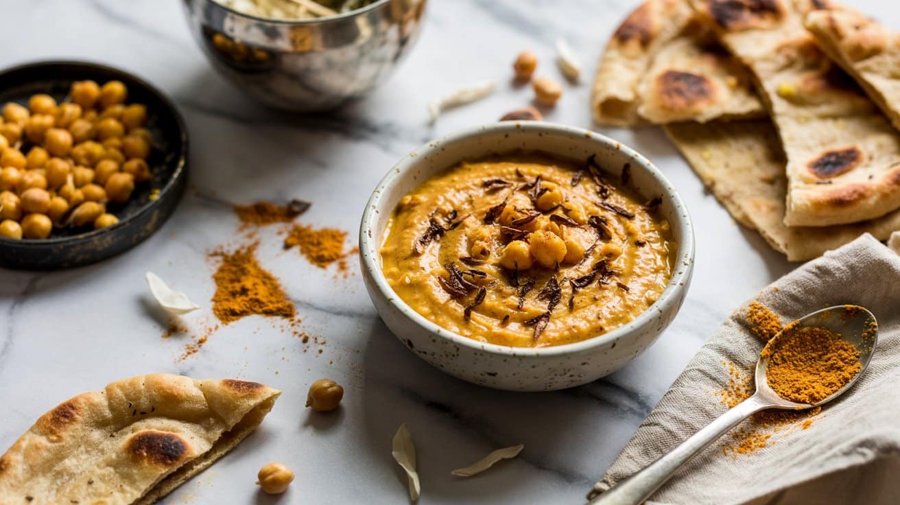 8 curried chickpea dip a bright top down K9vKI4d7RxC GdL0cWQuKQ Gaxwx8kfSR6lqVxzkYmQzw