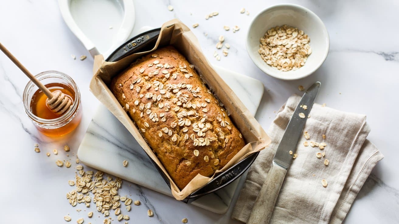 8 honey oat quick bread a bright top dow AxgX20PcT0CJ0FmK7hojhw POuOtgPQSU CpK7oUVB49w