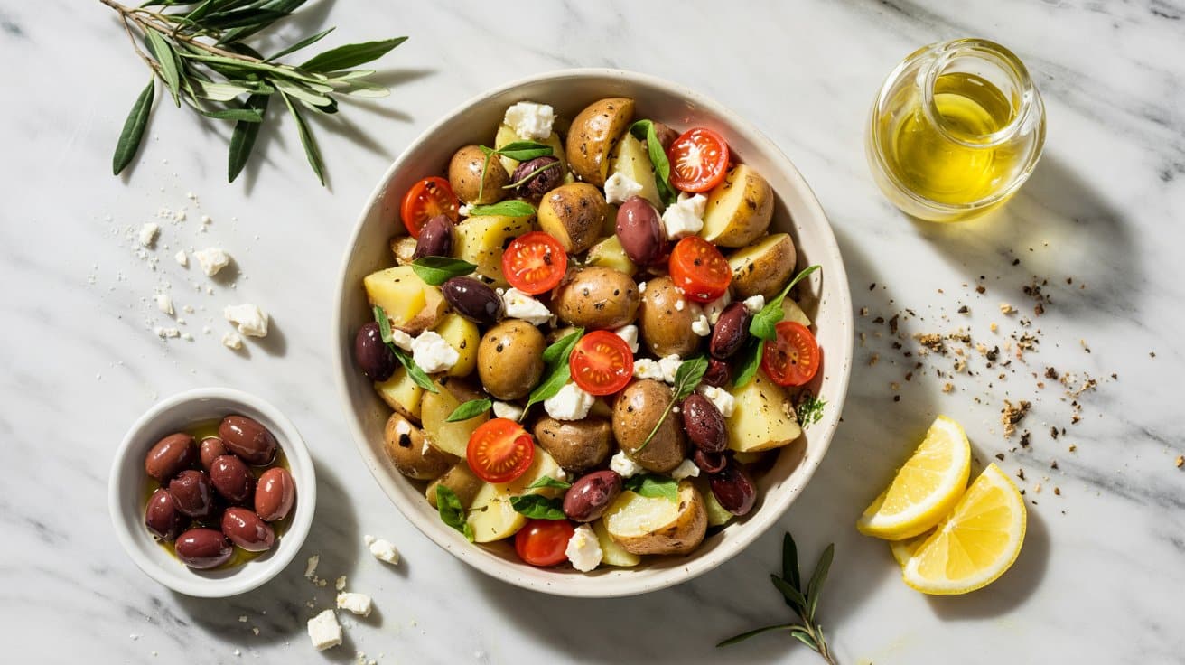 8 mediterranean warm potato salad with o UPTu9NzRSQW81sZjwocKgw r7hlKqqOTue2SSP6UBSZHg
