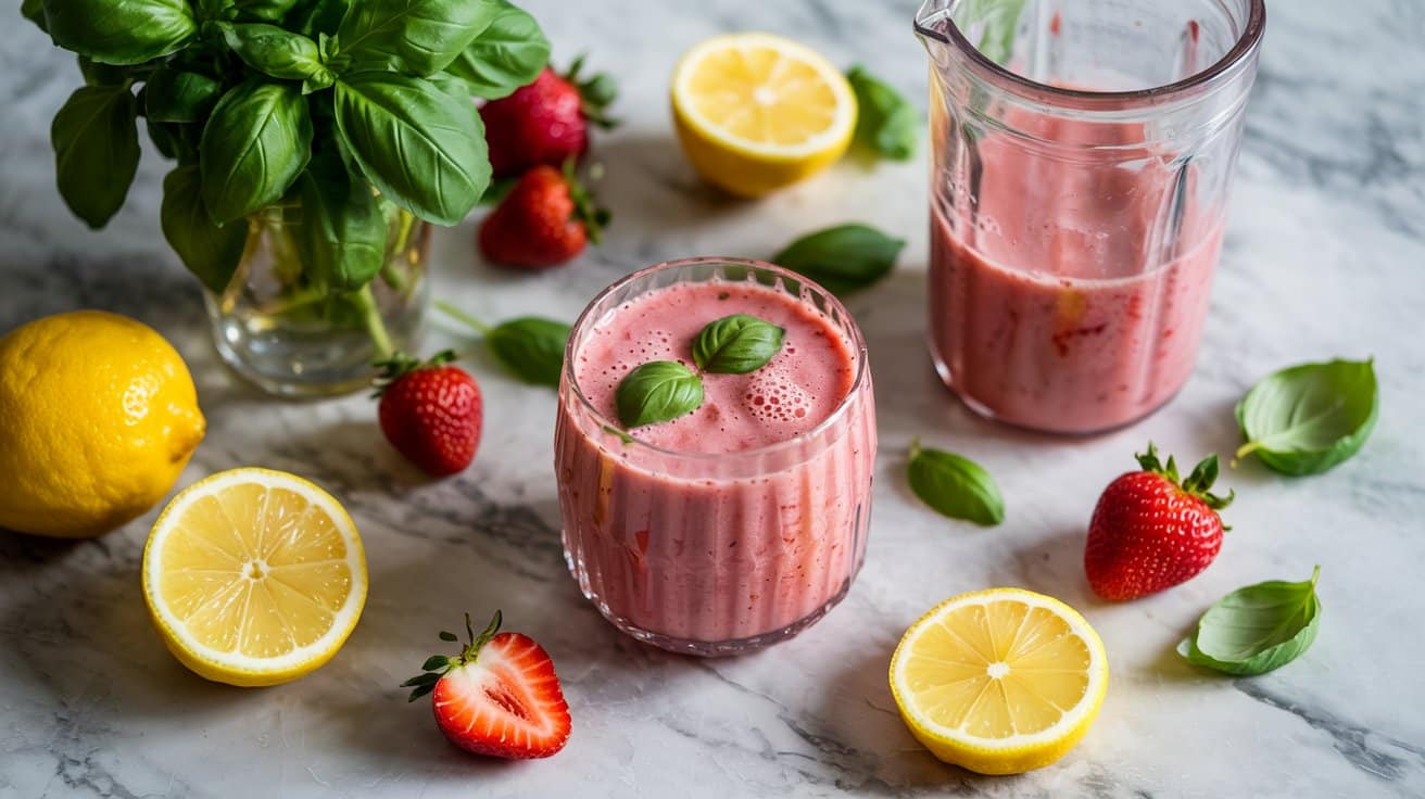 8 strawberry basil lemonade smoothie a b fQboeI4pQsiv1uxyUob4aQ v5f7F8soQxSh9tRBdffYZA