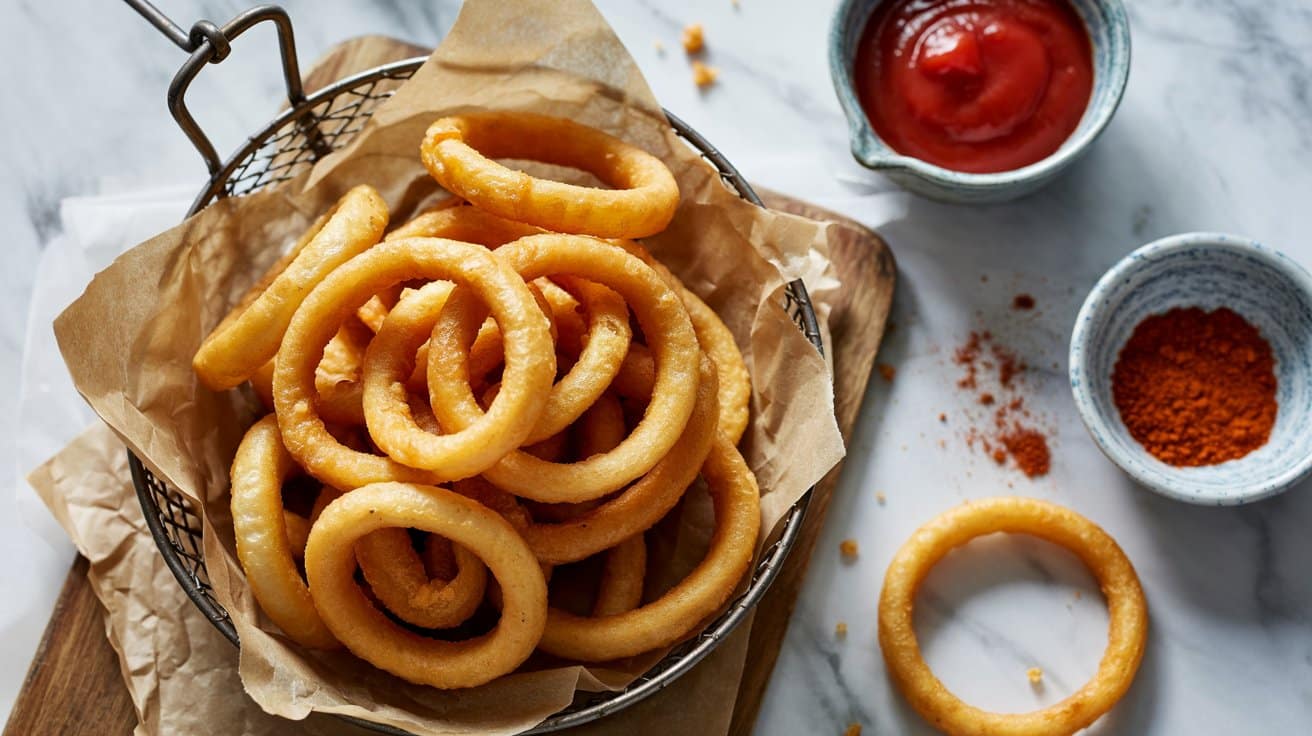 9 crispy onion rings a bright top down f qlufjakCTLG Ct8nihfr8g 2Gq0M9GPT0aWG6CwbsW1FQ