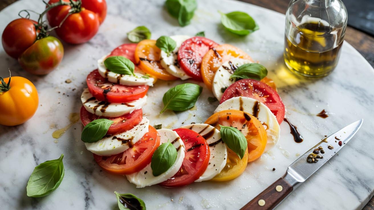 9 italian style caprese salad with heirl z46TAQJSi2mWabngn6Icg BZhUSm5NR72Rcjk4pTCmsw