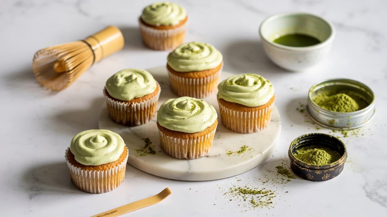 9 matcha green tea cupcakes a bright top XnAE7KGFSVyLDLwUca0 6Q FtifYWJcQ2m0rP7fGoHoAQ