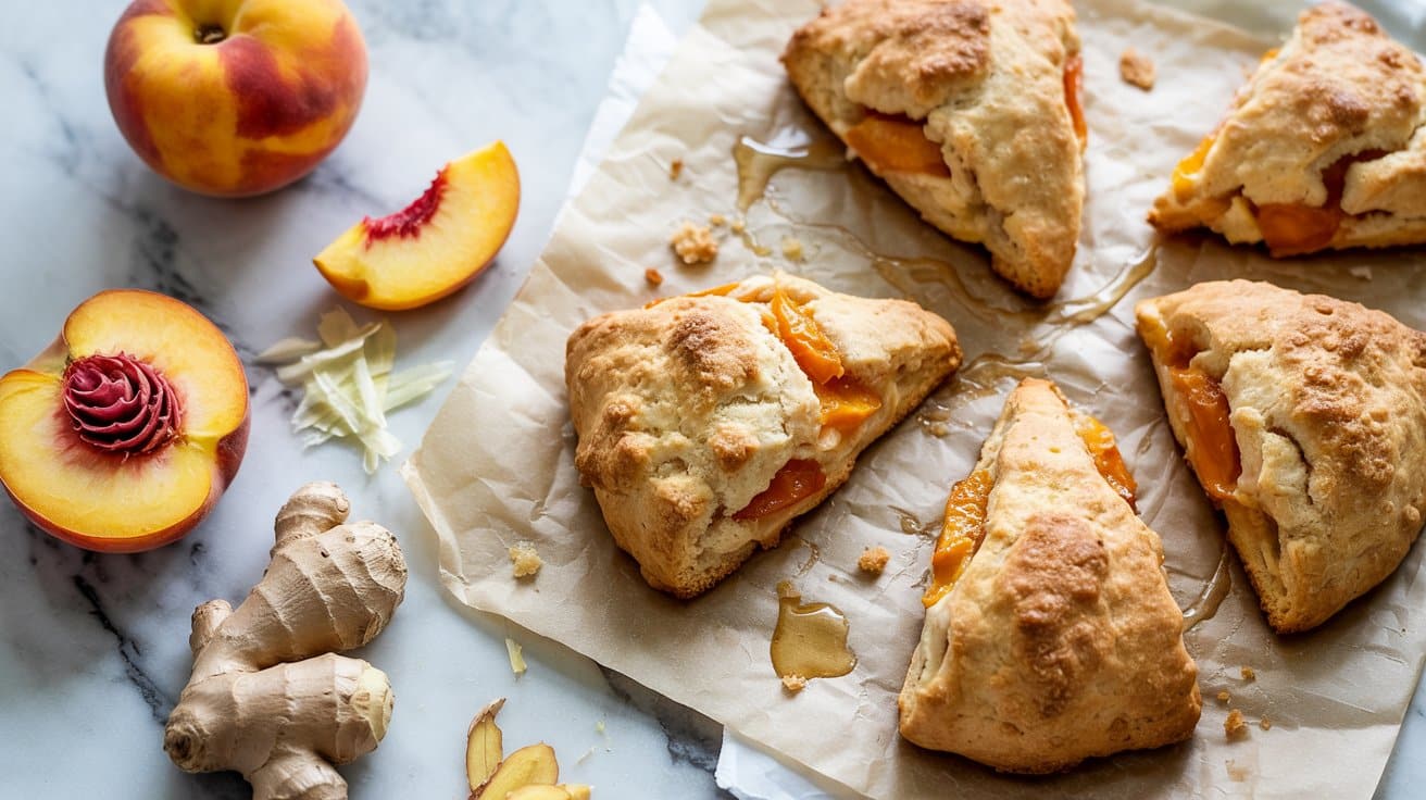 9 peach ginger scones a bright top down 4lJkZYLpRvutGTb6 XVTqw ro sX4jVTkaj7M4Ka1fSEw