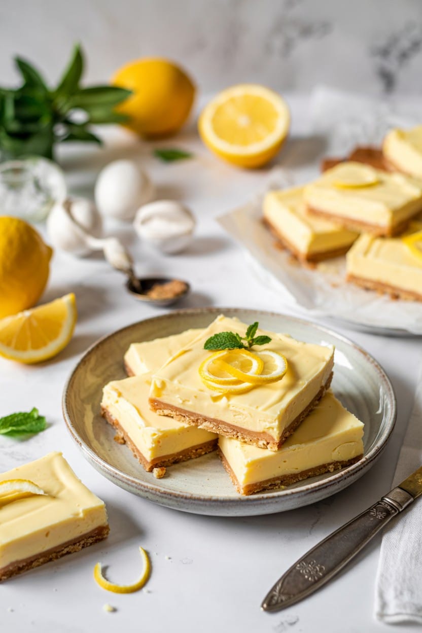 Lemon Cream Cheese Bars (No Bake)
