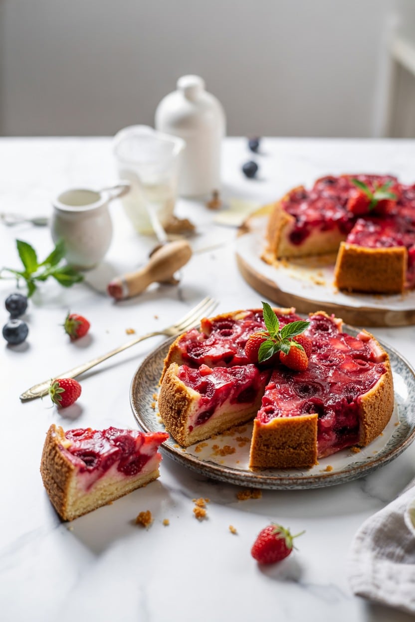 Strawberry-Raspberry Upside-Down Cake