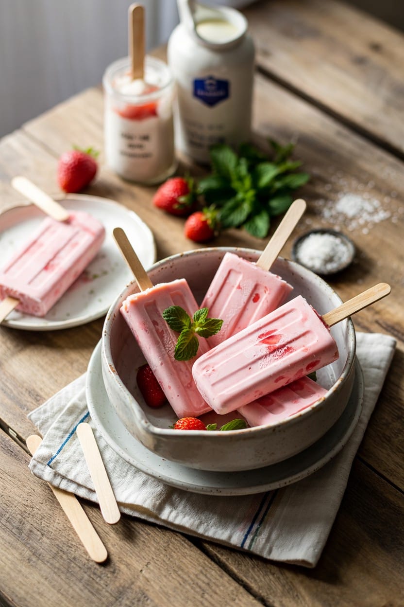 Strawberry Yogurt Frozen Popsicles