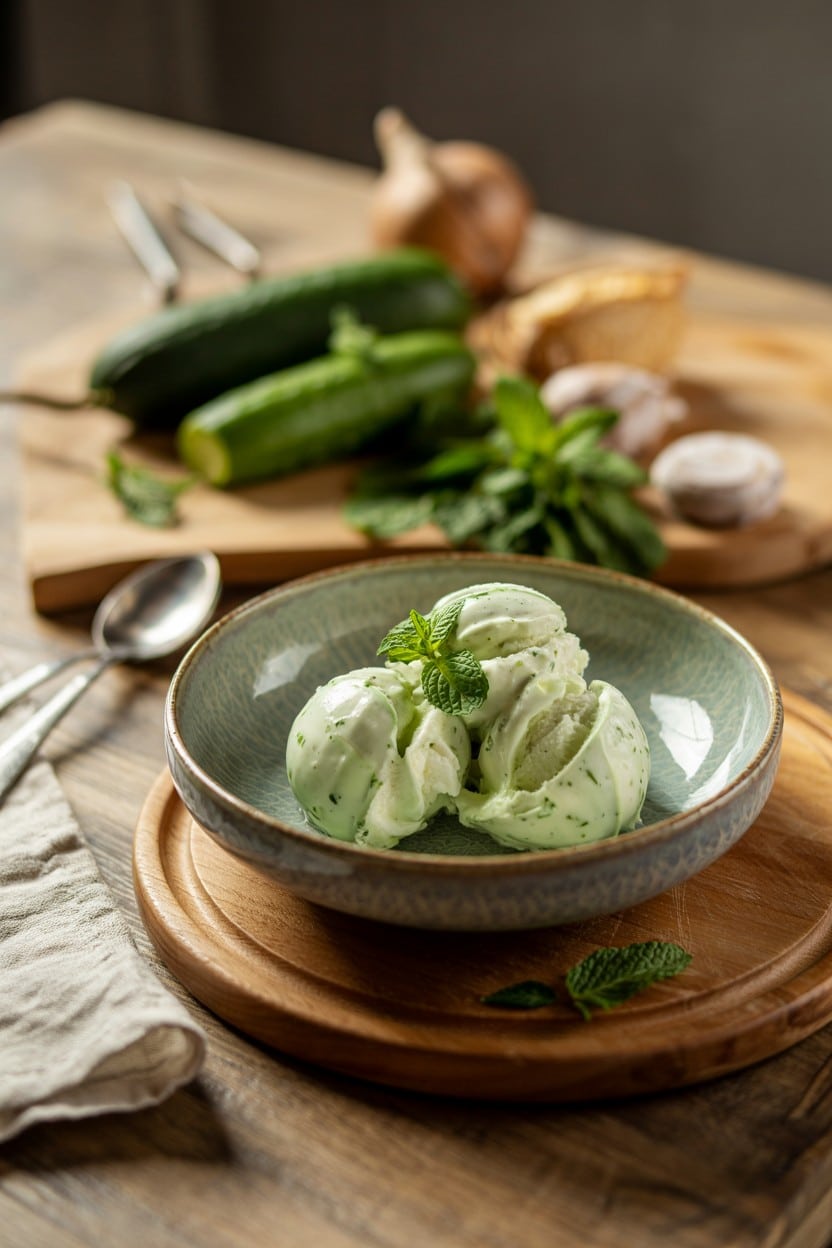 Cucumber and Mint Yogurt Sorbet