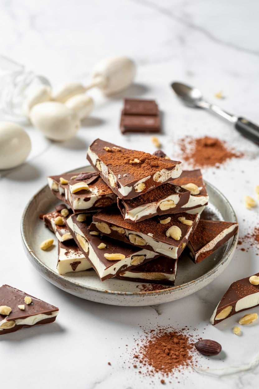 Frozen Yogurt Bark with Dark Chocolate and Nuts