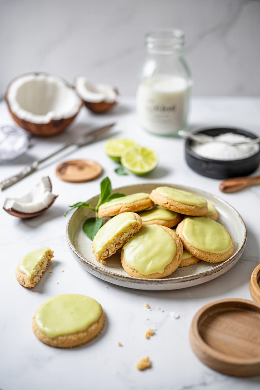 Coconut Sugar Cookies with Lime Glaze