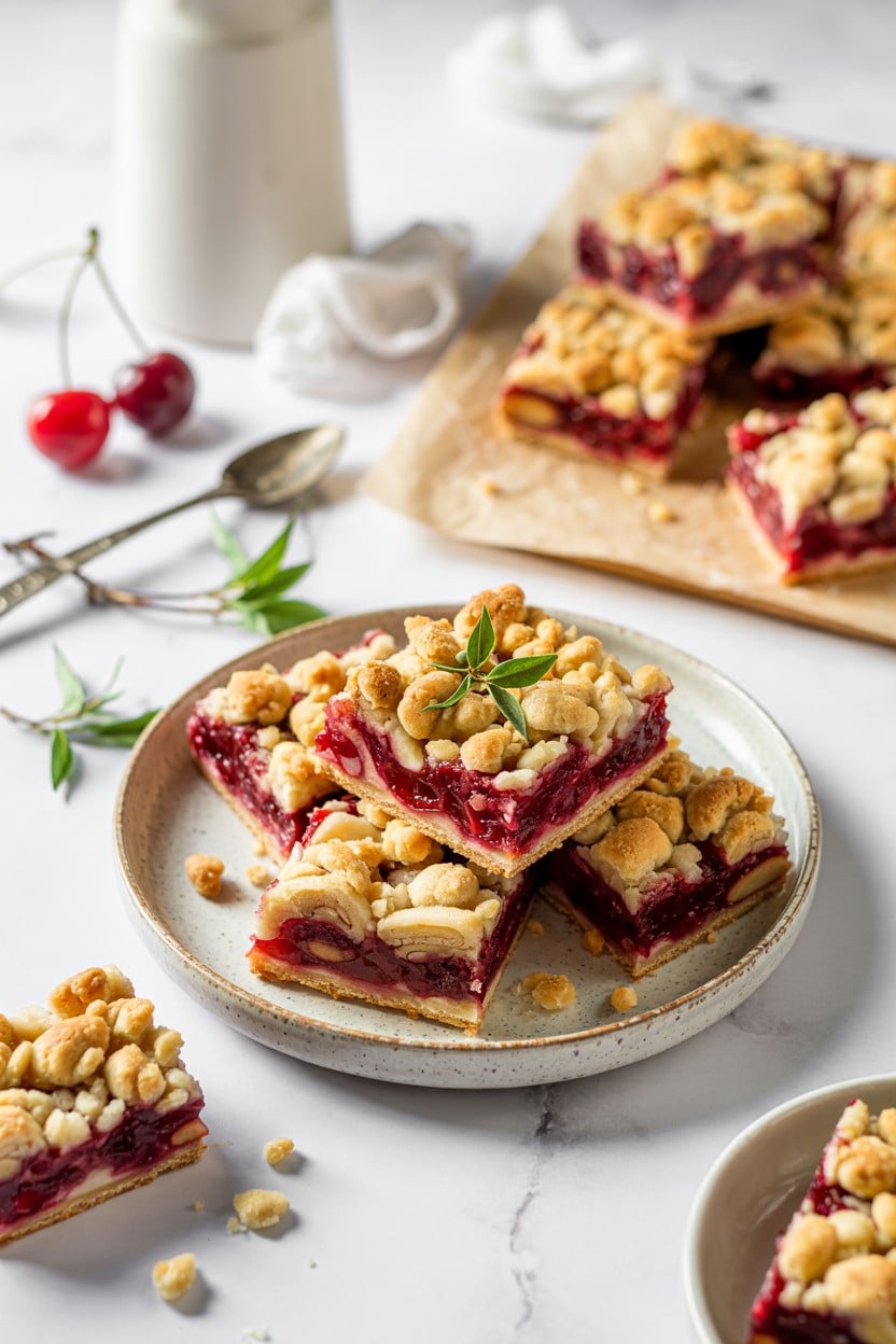 Cherry Almond Crumb Bars