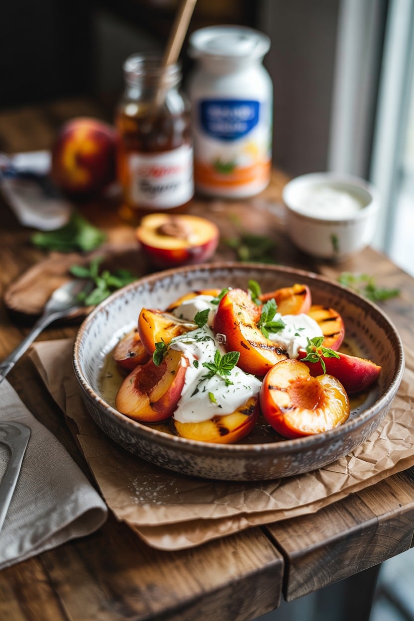 Grilled Peaches with Honey and Greek Yogurt