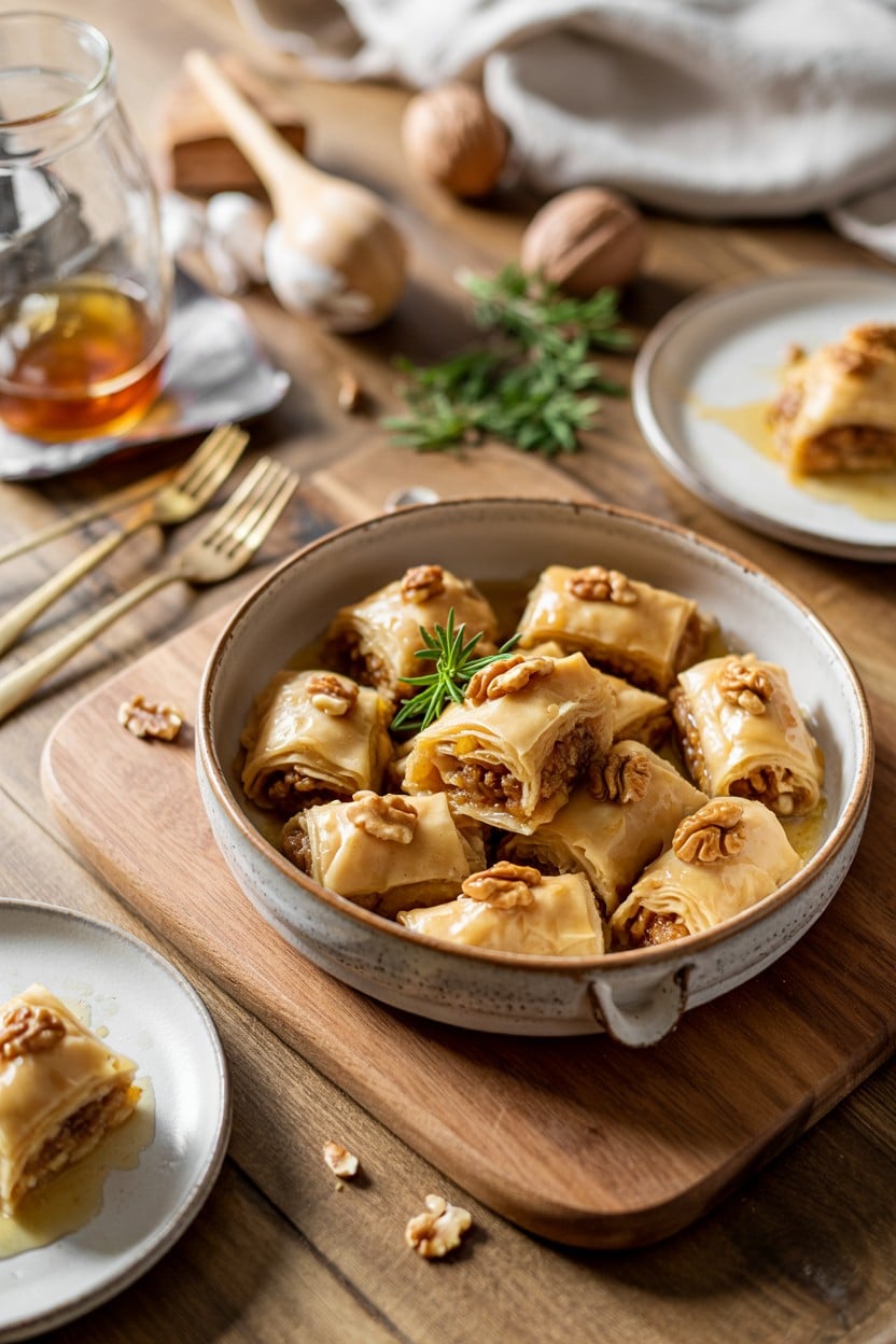 Honey and Walnut Baklava Rolls