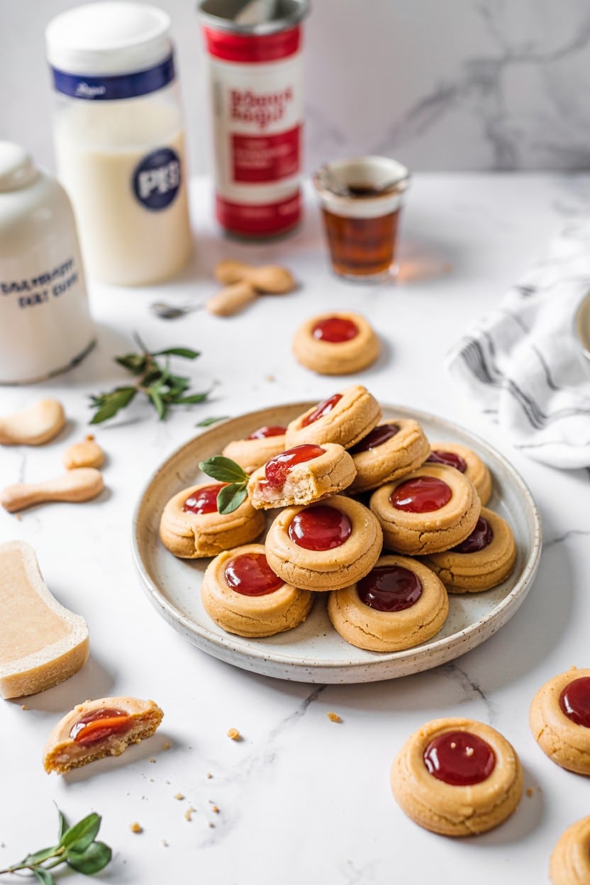 Peanut Butter and Jelly Thumbprint Cookies