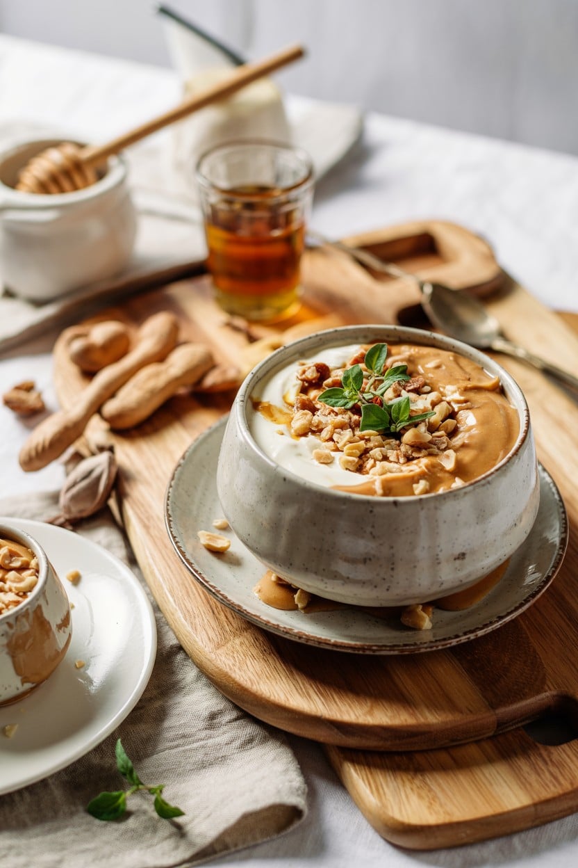 Peanut Butter Yogurt Parfait with Honey and Nuts