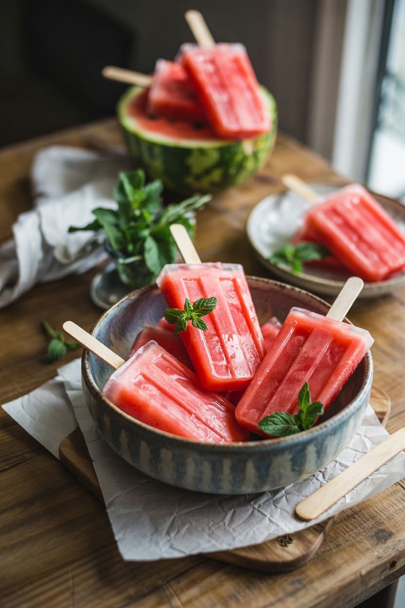 Watermelon Mint Popsicles
