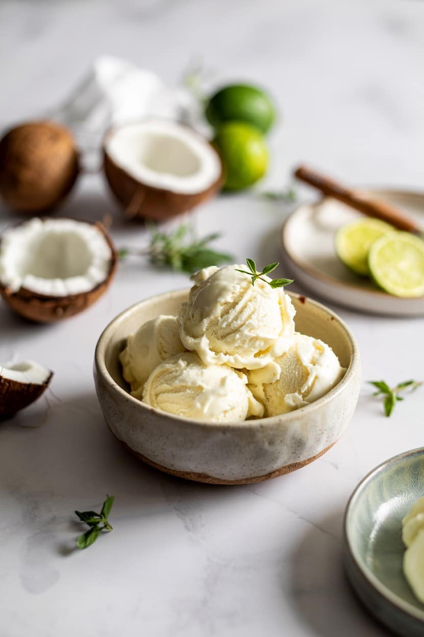 Coconut Lime Ice Cream (No Churn)