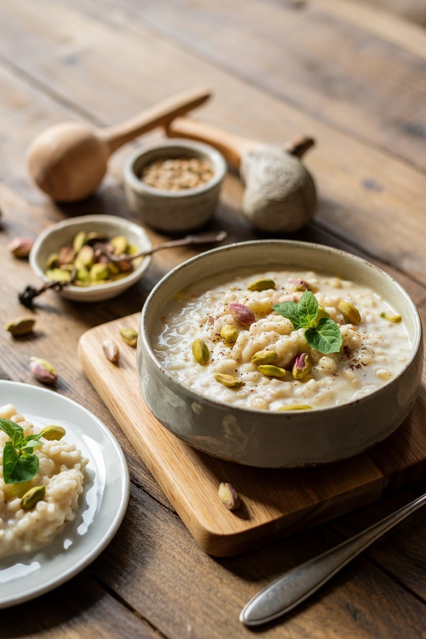 Chilled Rice Pudding with Cardamom and Pistachio