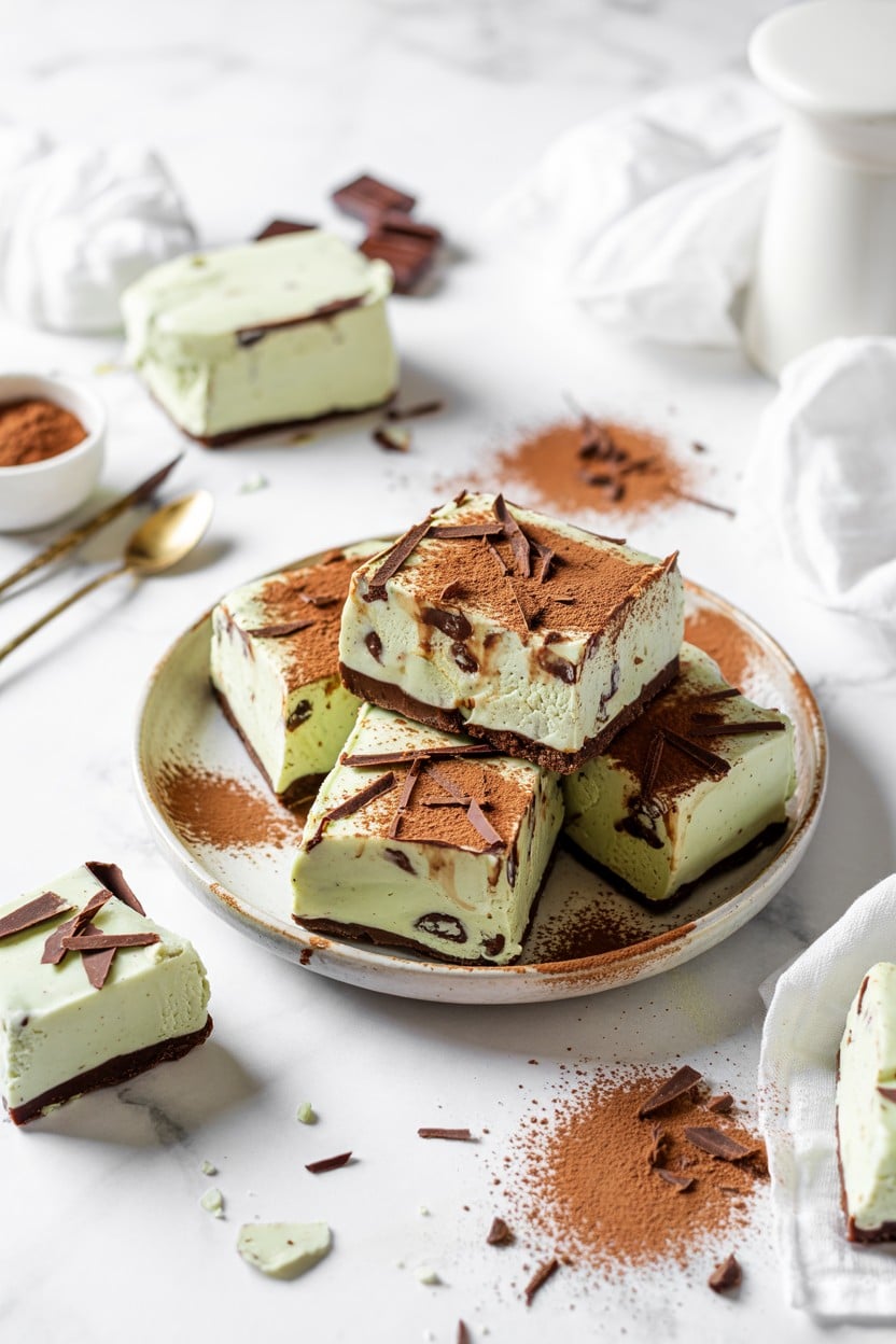 Mint Chocolate Chip Ice Cream Bars
