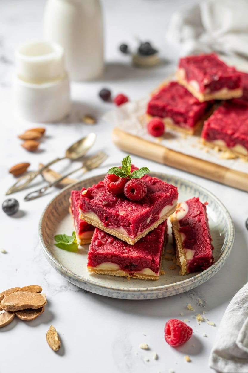 Raspberry Almond Frozen Bars
