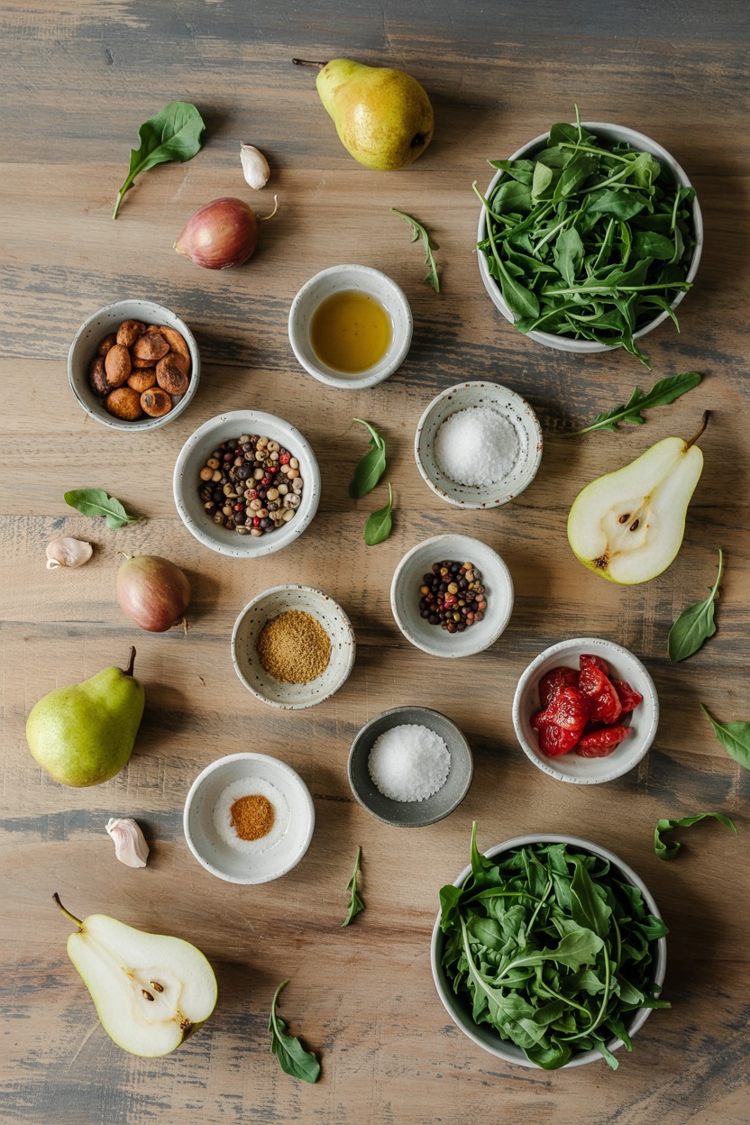 Baby Arugula and Pear Salad - ingredients