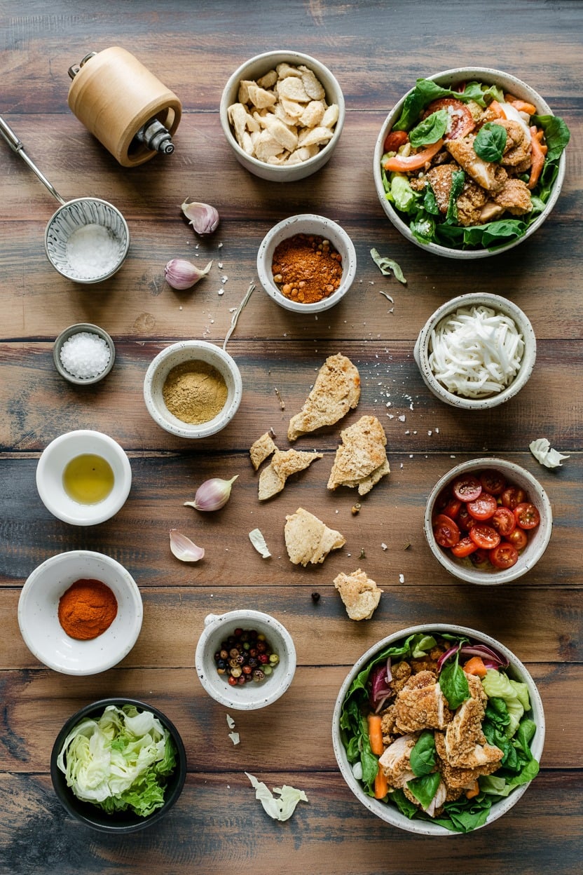 Crispy Chicken Wraps Salad - ingredients