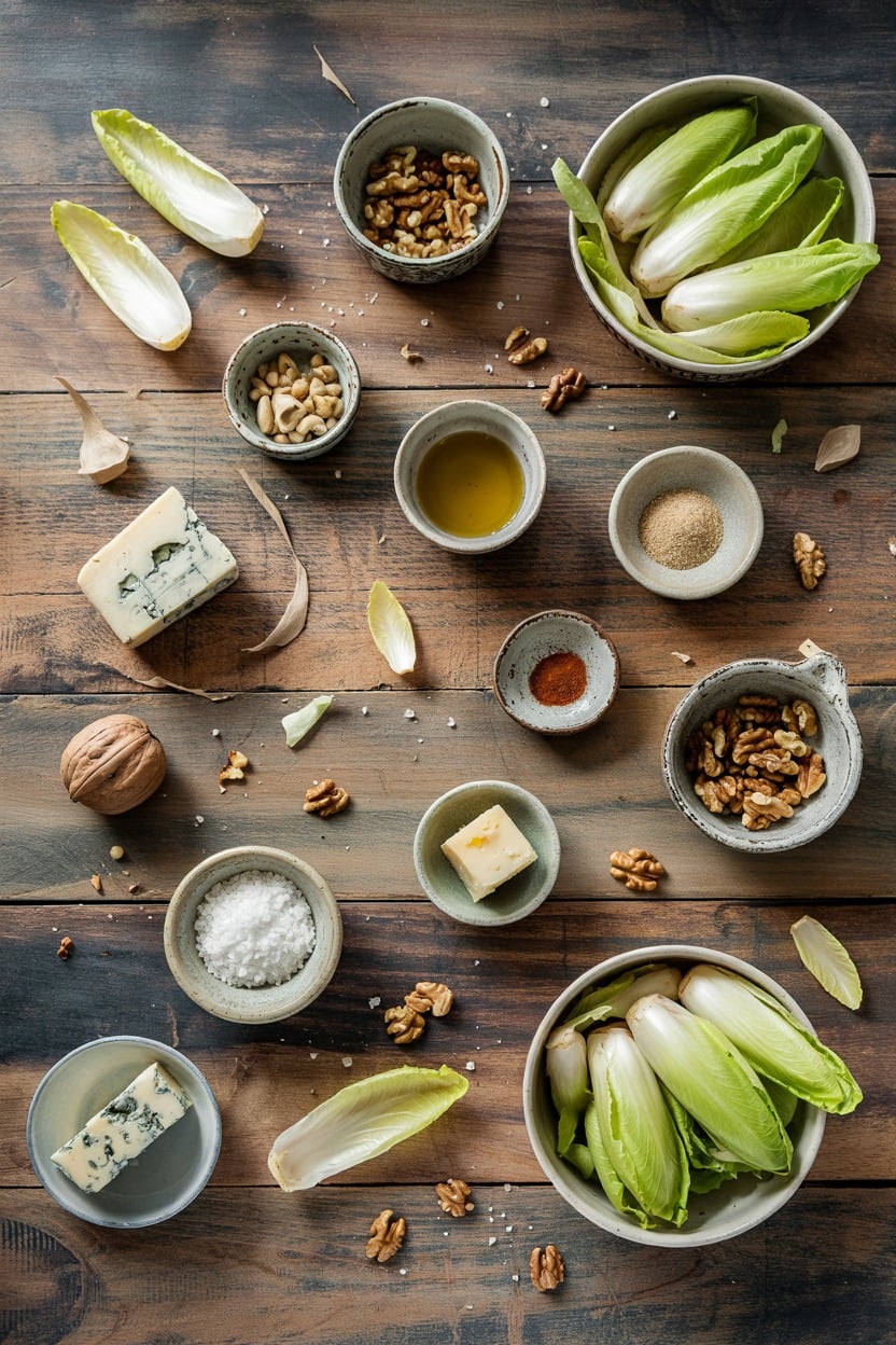 Endive and Walnut Salad with Blue Cheese - ingredients