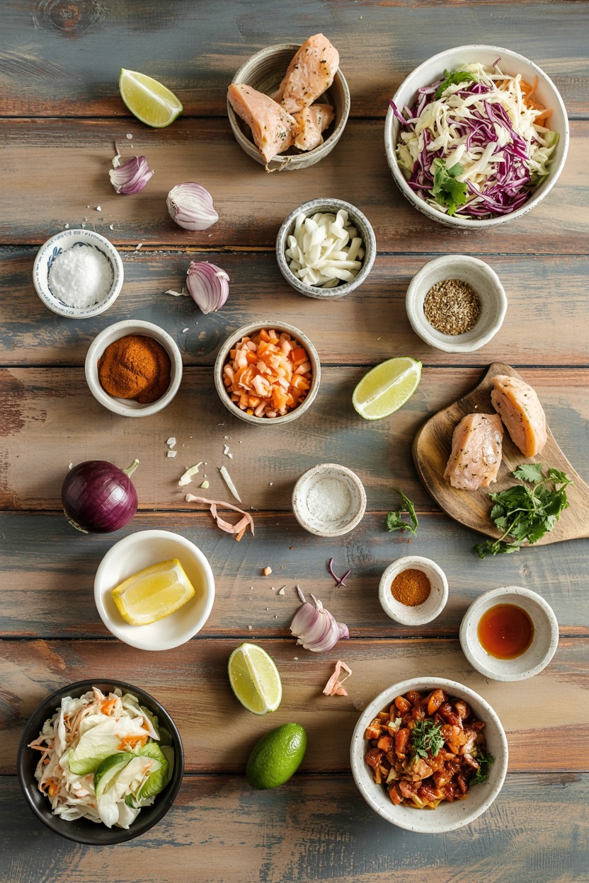 Fish Tacos with Slaw Salad - ingredients