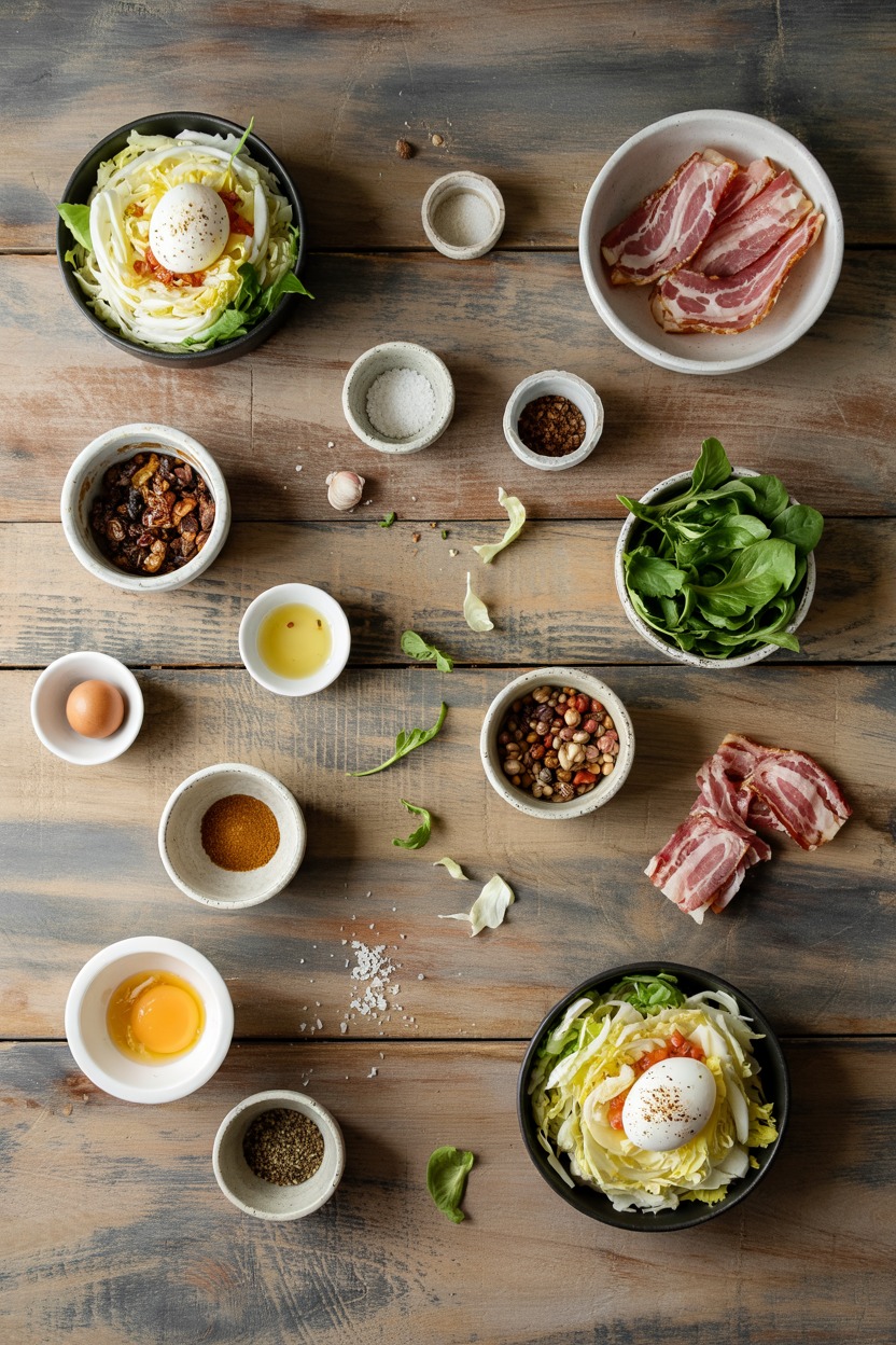 Frisée and Bacon Salad with Poached Egg - ingredients