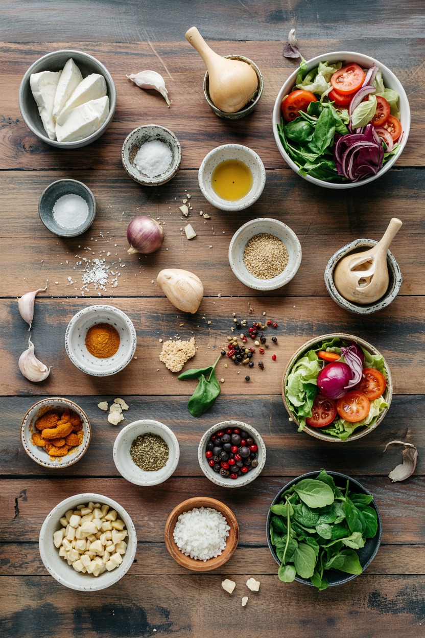 Grilled Halloumi & Veggie Salad - ingredients