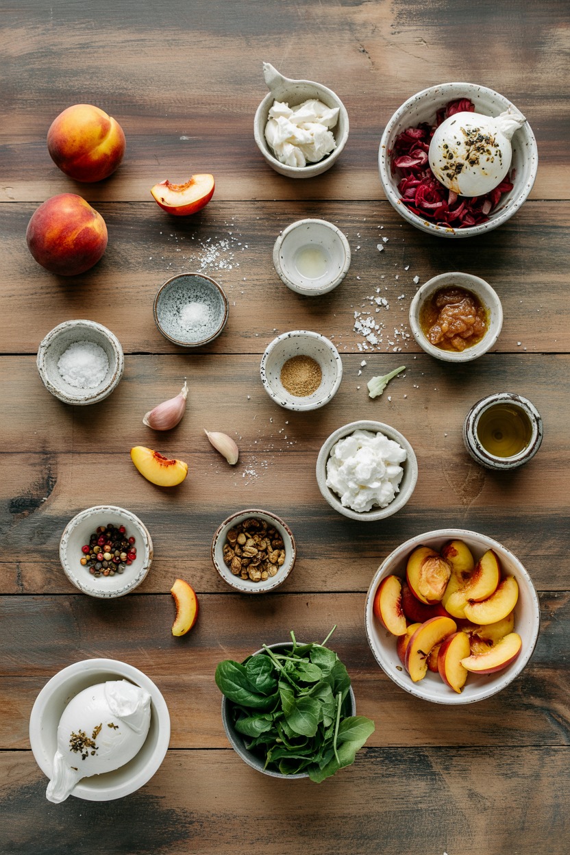 Grilled Peach & Burrata Salad - ingredients