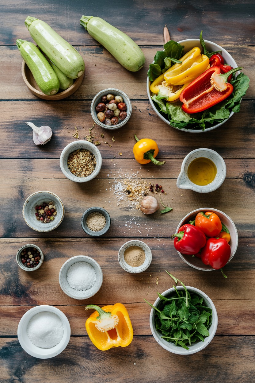 Grilled Zucchini and Bell Pepper Salad - ingredients