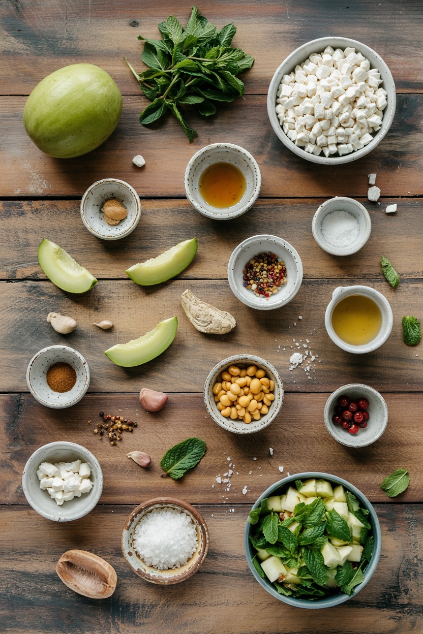 Honeydew, Mint & Feta Salad - ingredients