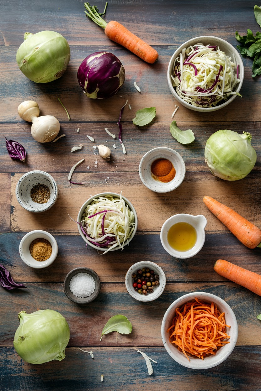 Kohlrabi and Carrot Slaw - ingredients