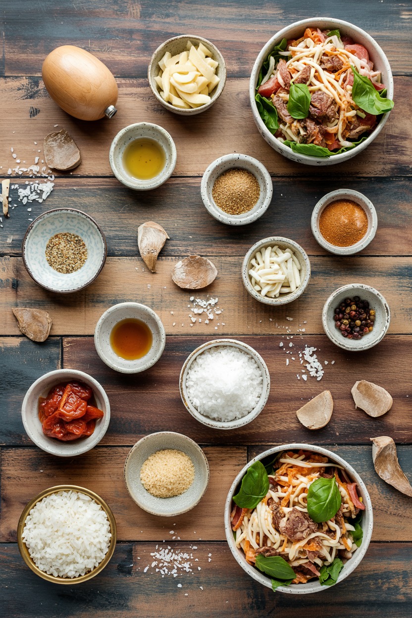 Philly Cheesesteak Egg Rolls Salad - ingredients