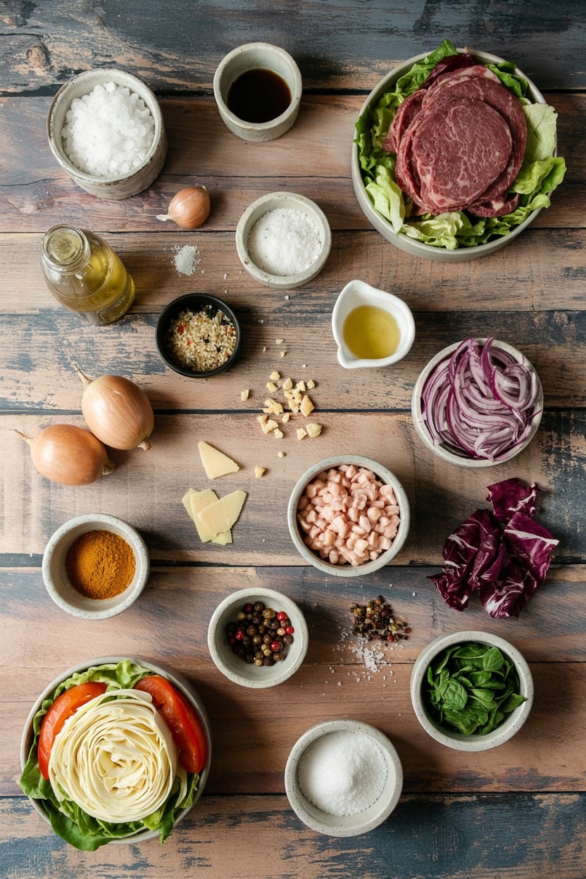 Philly Cheesesteak Wrap Salad - ingredients