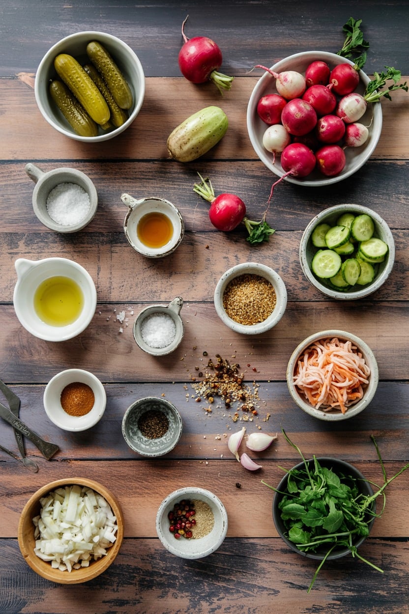 Pickled Cucumber and Radish Salad - ingredients