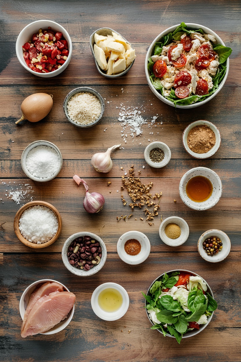 Pizza-Stuffed Chicken Salad - ingredients