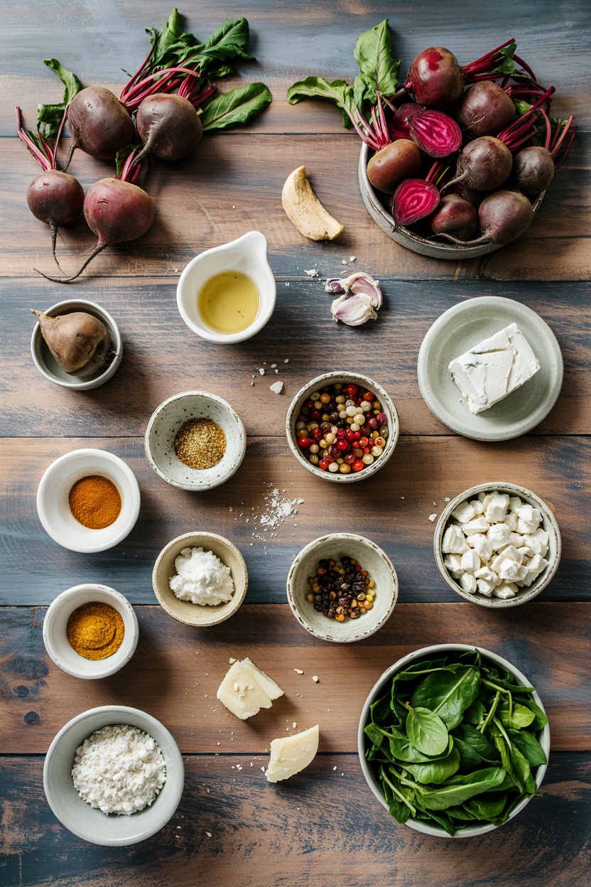 Roasted Beet & Goat Cheese Salad - ingredients