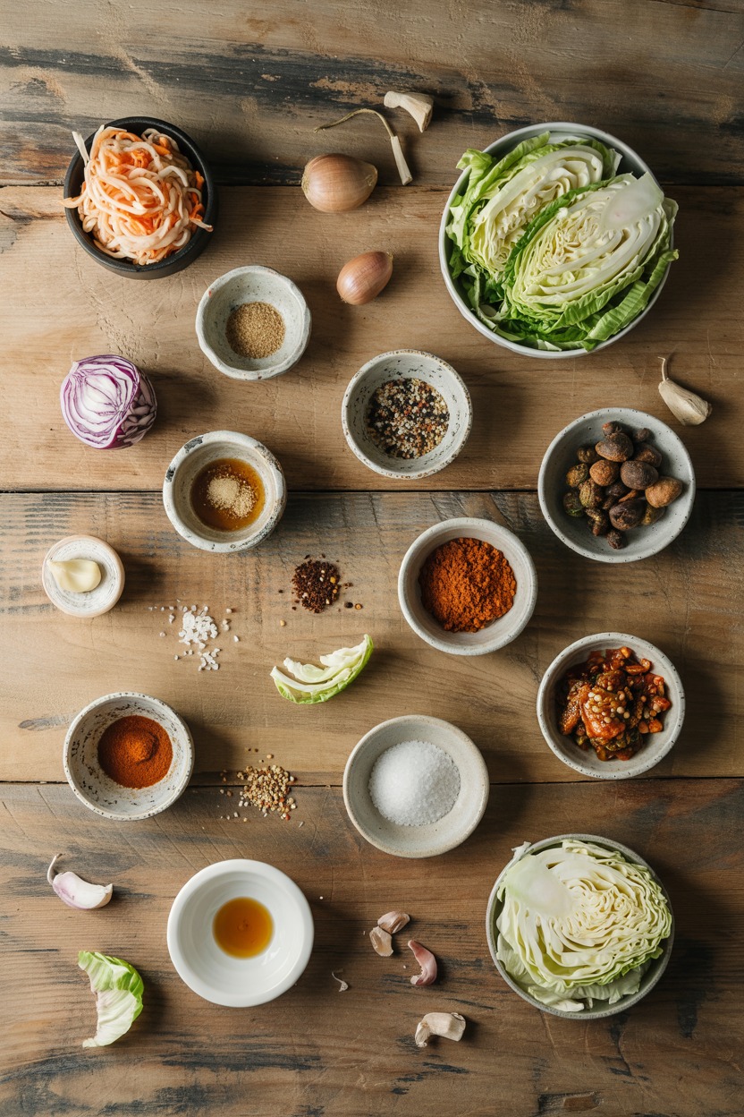 Spicy Kimchi Cabbage Salad - ingredients