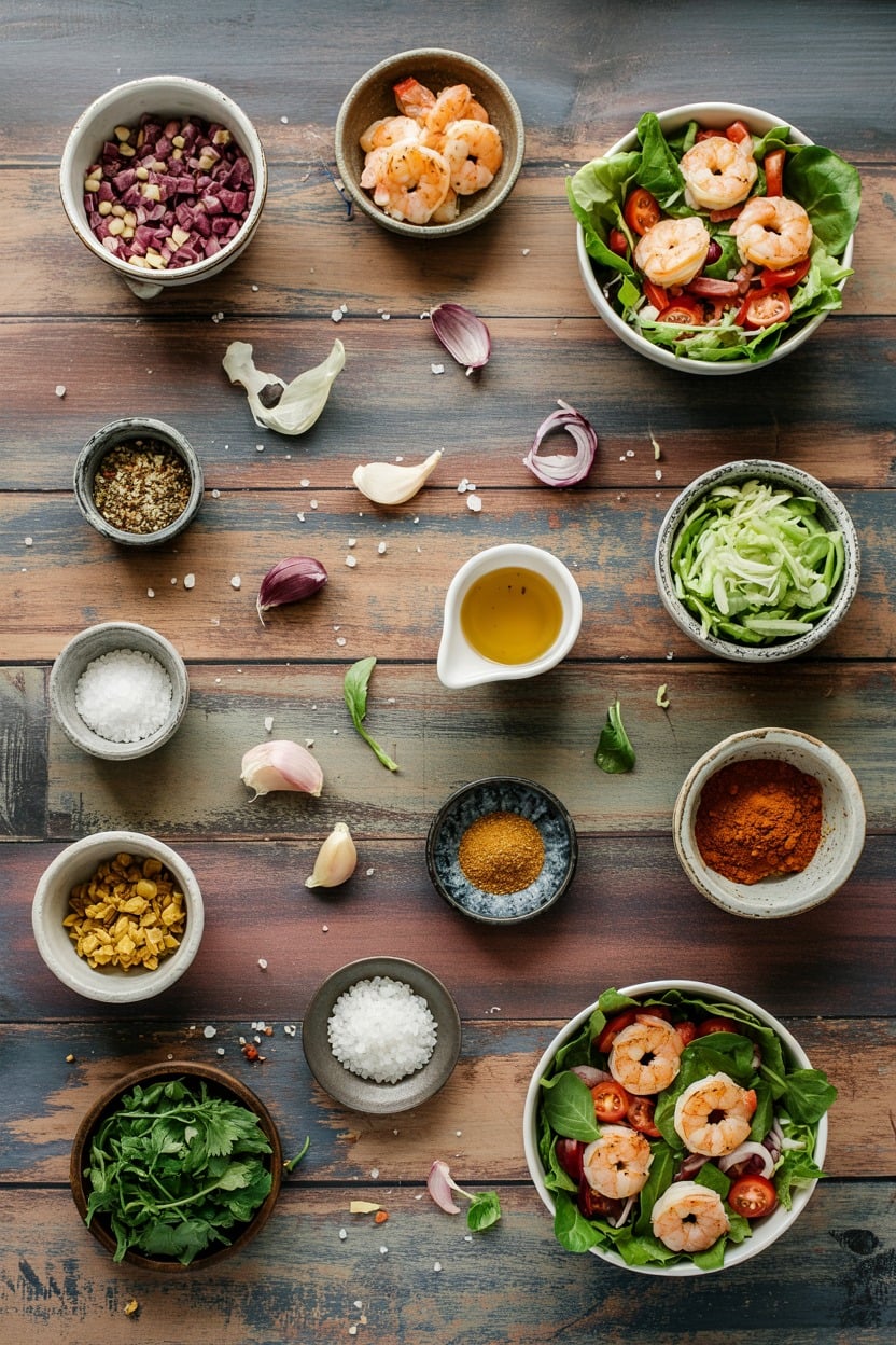 Spicy Shrimp Tacos Salad - ingredients