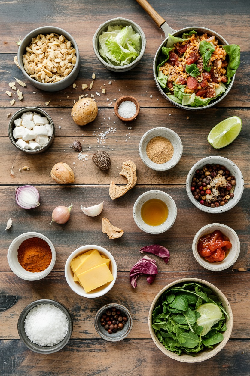 Taco Casserole Bites Salad - ingredients