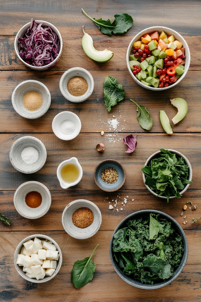 Tropical Kale & Fruit Salad - ingredients