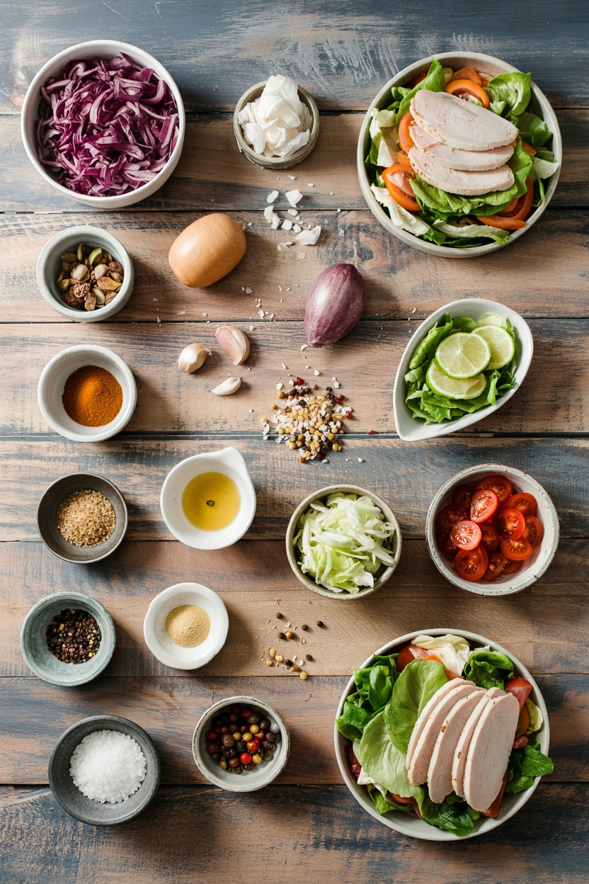 Turkey Club Wraps Salad - ingredients
