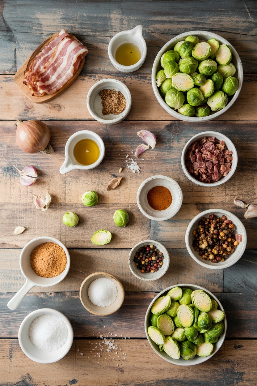 Warm Bacon Brussels Sprouts Salad - ingredients