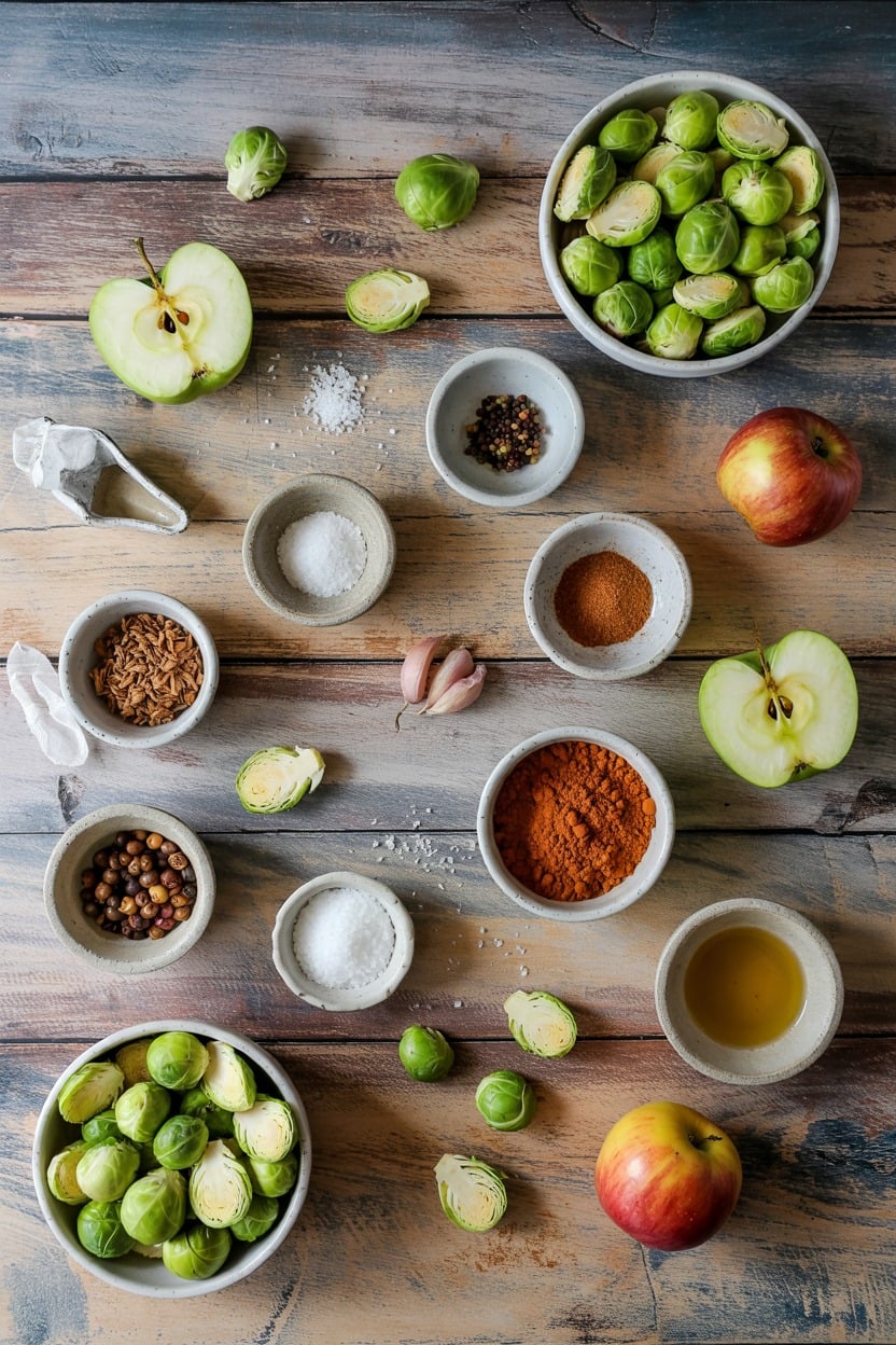 Warm Brussels Sprouts & Apple Salad - ingredients