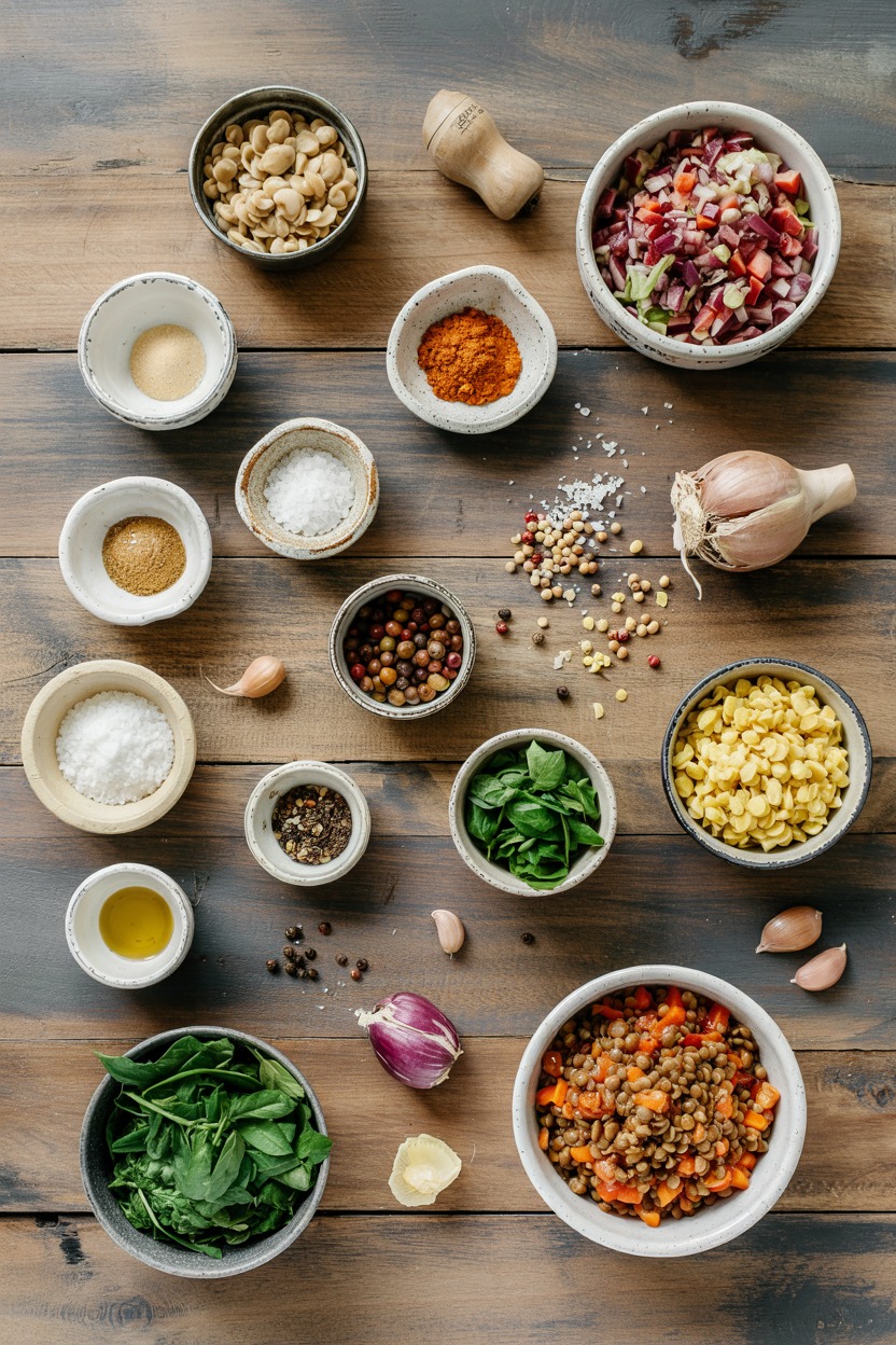 Warm Lentil & Vegetable Salad - ingredients